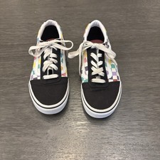 Vans Old Skool Canvas Rainbow Checkerboard Low Top Sneakers Shoes Black Youth 2