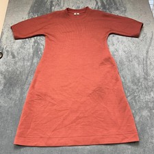 Uniqlo U Sweater Dress Womens 7 Medium Burnt Orange Tight Knit Soft Cozy Winter