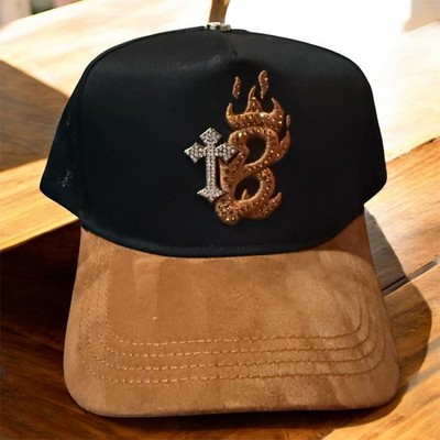 EL BARBAS HATS B-CROSS BLACK SNAPBACK HAT BARBCROSS BKBRWN