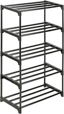Shoe Racks 5 Tier, Metal Shoe Storage Organiser Tall Narrow Shoe Racks Stackable