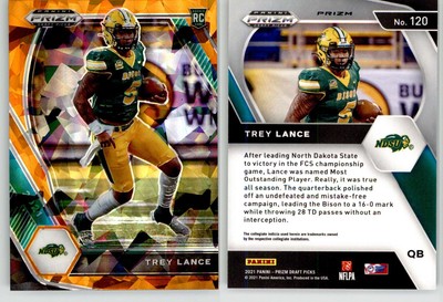 Trey Lance 2021 Prizm Draft Orange Ice #120 NDSU 49ers Chargers RC Rookie