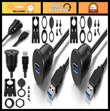 3ft USB 3.0 Male to Female Flush Mount Extension Cable for Car, Truck, Boat - 2