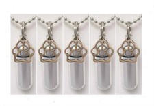 Set of FIVE Gold Paws on Silver CREMATION URN Necklaces w/Pouches  Fill Kit
