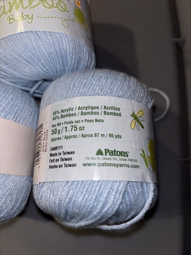 Patons Bamboo Baby Acrylic Bamboo Yarn 4 Ply Knitting 50g Balls Soft Blue - Picture 3 of 4