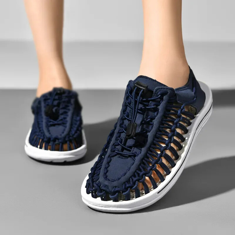 Sandalias para hombre tejidas informales zapatos de playa estilo romano arroyo al aire libre escalada agua