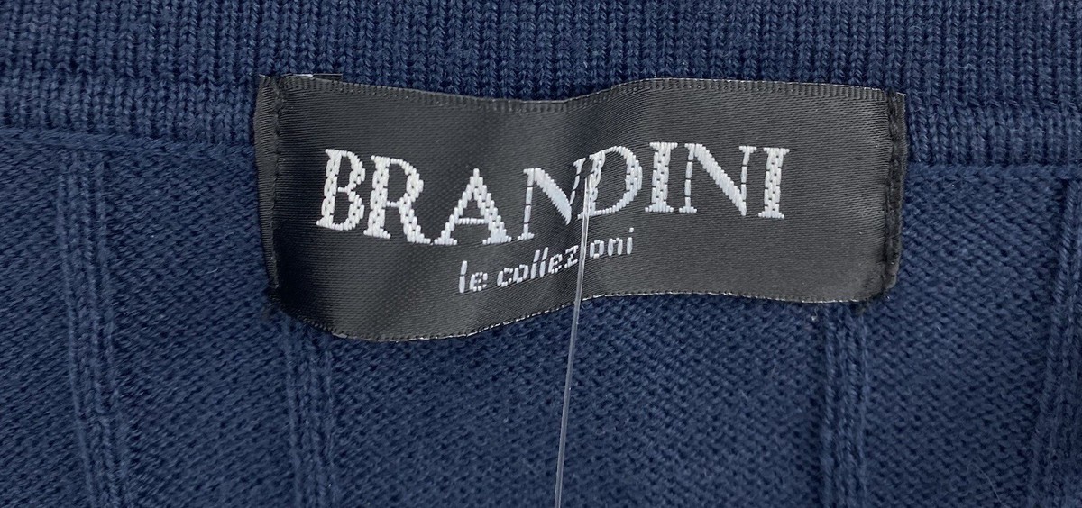 トップス BRANDINID le collezioni Skipperneck Knit BRANDINI LE COLLEZIONI ~Men's M~ Gray/Blue Zigzag Print Knit