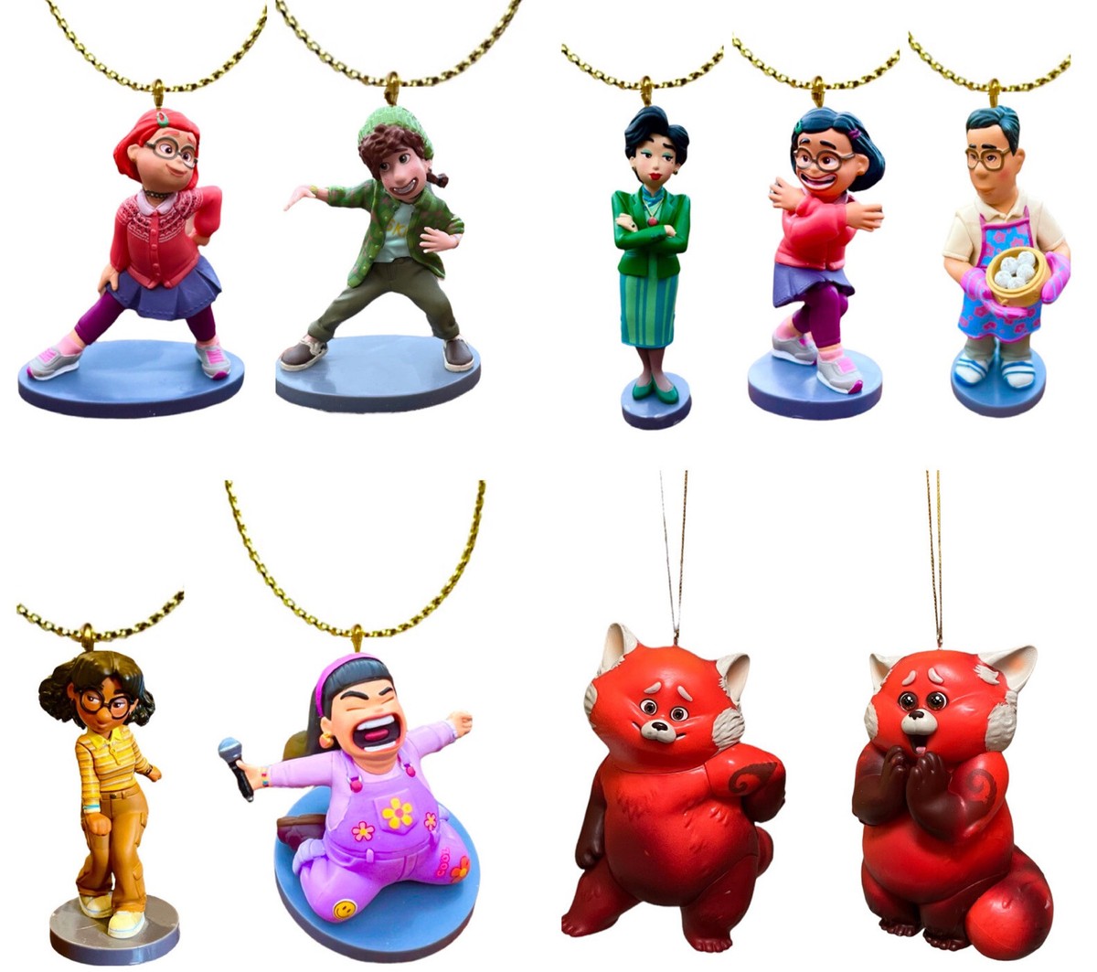 Turning Red 9pc Ornament Set Mei Jin Ming Lee Pandas Priya PVC
