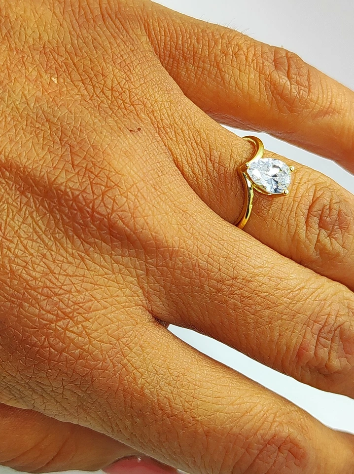 Anello Donna  in Argento 925 pietra GOCCIA zircone  ORO BIANCO - Immagine 4 di 4