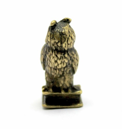 Estatuilla coleccionable de latón tallada a mano de búho escultura vintage pájaro adorno regalo - Imagen 8 de 9
