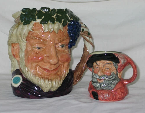 Vintage Royal Doulton Toby Mugs - Bacchus & Falstaff - 1949 1958 Copr - EUC!