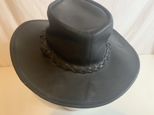 Minnetonka schwarze Echtledermütze Herren Größe Small ""The Outback"" Vintage - Bild 3 von 9