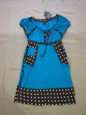 Anna Sui Blue green and Black with Polka dots short sleeved dress, NWT, size 6