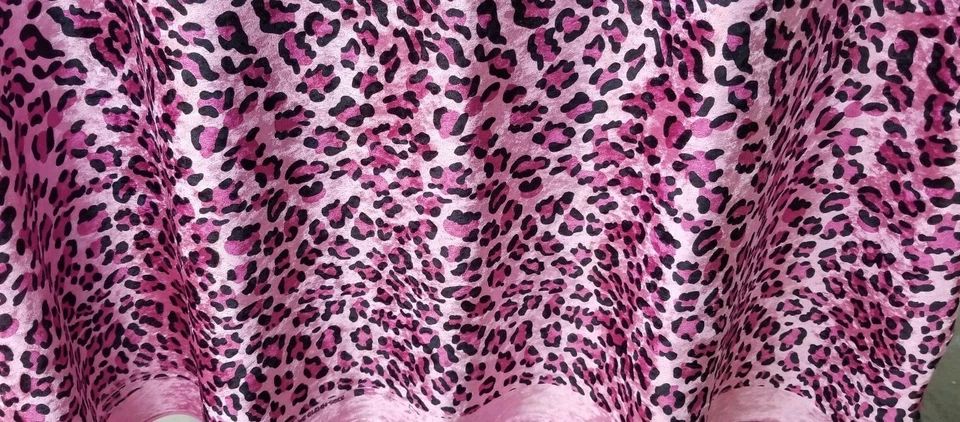 Animal Leopard Panther Cheetah Print on Pink Velvet 60” Width Fabric By The Yard - Image 2 of 4