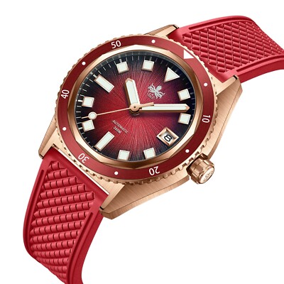 Phoibos Argo Bronze Automatik Uhr - PY057D Spiral Sunray Red