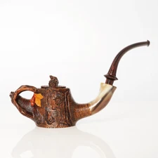 MUXIANG Handmade Rustic Briar Tobacco Pipe Carved Freehand Pipe High-end Pipe