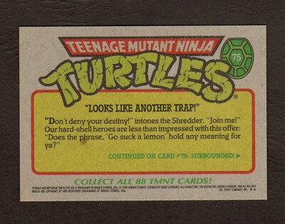 1989 Topps Teenage Mutant Ninja Turtles Card #75 - Looks Like