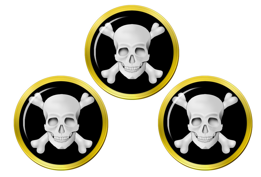 Skull and Crossbones Jolly Roger Golf Ball Markers