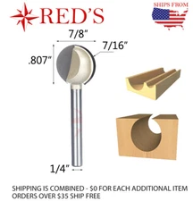 Tideway Carbide Pro LC05051404 7/16 Ball Full Round Carving 1/4 shank router bit