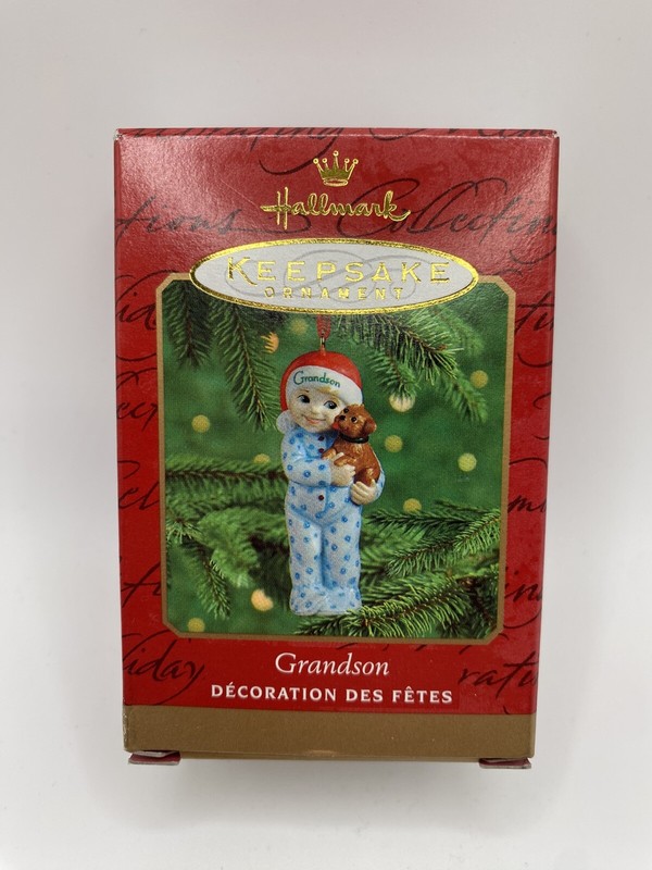 2000 Hallmark Keepsake Porcelain "Grandson" Christmas Tree Ornament in Box- READ