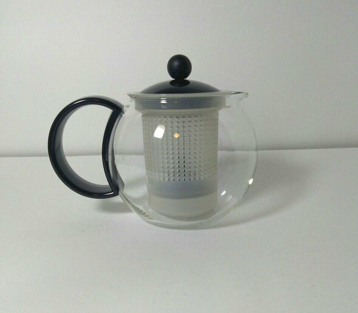 Bodum Assam Glass Teapot Press Plastic Filter Black Top Handle