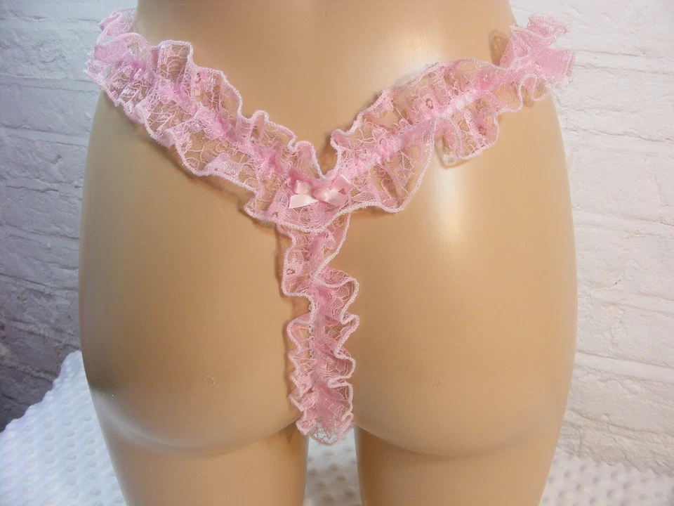 bragas sissy rosa encaje tanga g cuerda hombre lencería bragas todas las tallas Foto 2 de 4