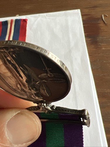 General Service Medal 1918GSM PALESTINE 1945-48 WWII SHERWOOD FORESTERS BENNETT - Picture 5 of 10