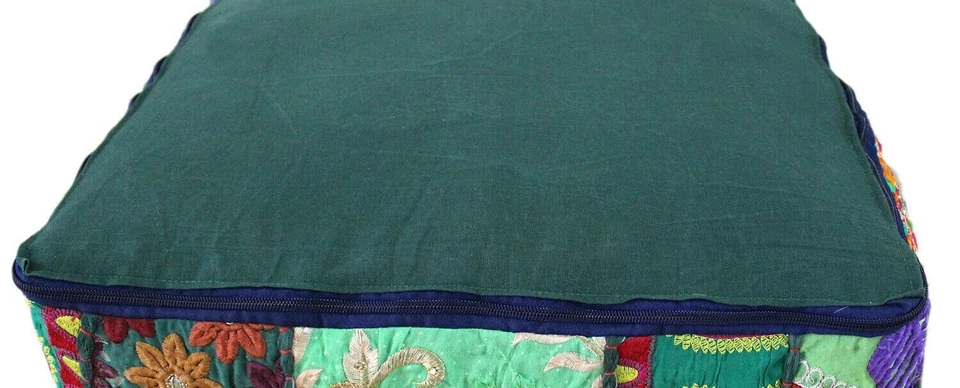 Funda de cojín de retazos de piso indio hecha a mano vintage para patio exterior 18x18" Foto 2 de 3