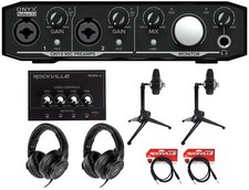 Mackie 2-Person Podcast Podcasting Recording Kit w/EM-91C Mics Booms Headphones