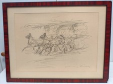 Pferd und Reiter Otto Dill Lithoragphie 5/12, gerahmt 49x38 cm 
