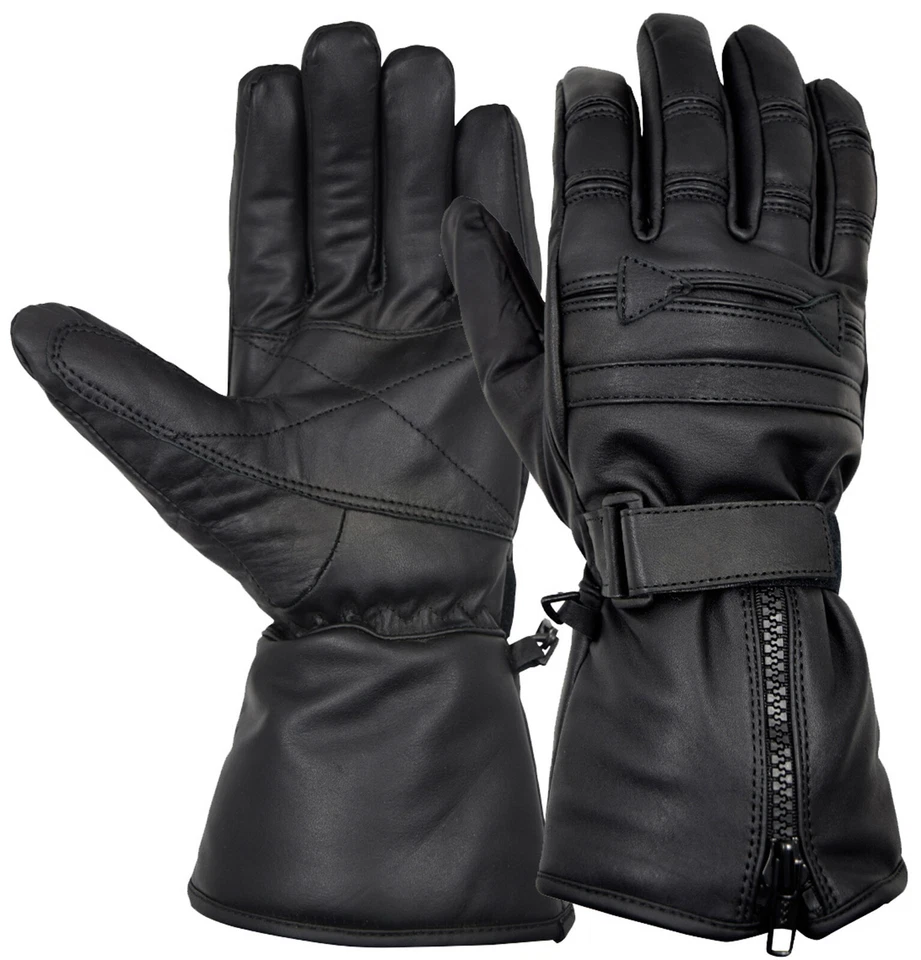 Guantes de motocicleta para hombre Geniune cuero cálido invierno clima frío guante de dedo completo Foto 3 de 4