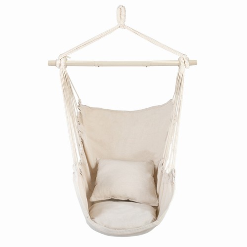 silla hamaca colgante amaca cuelga terrasse jardin porche de algodon y con cojines - Bild 12 von 21