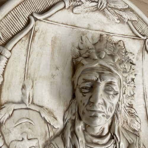 Native American Chief Sleepy Eye Relief Plate Plaque Men’ Bas-relief Wall Decor - Picture 4 of 16