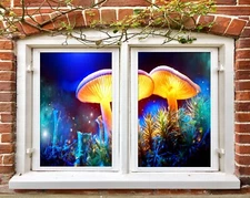 3D Mushroom A576 Window Film Print Sticker Cling Stained Glass UV Sinsin