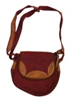 Gheri Cotton Leather Shoulder Crossbody Bag Cross Shoulder Handmade Nepal 17.2