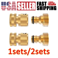 3/4" Garden Hose Quick Connect Water Hose Fit Brass Female Male Connector Set US