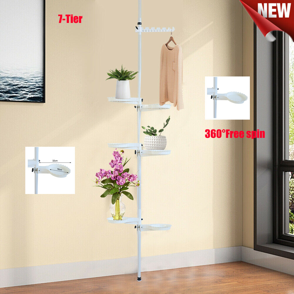 7-Tier Indoor Tension Rod Plant Holder Pole Flower Pot Display Stand ...
