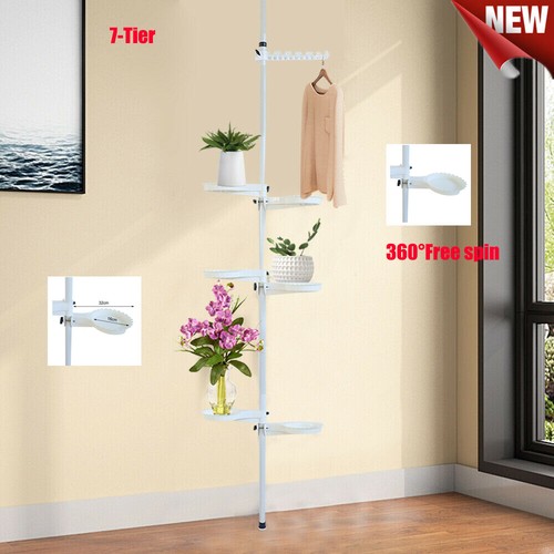 7-Tier Indoor Tension Rod Plant Holder Pole Flower Pot Display Stand ...