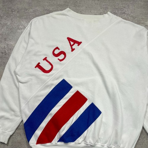 VTG 90s USA WORLD CUP 1992 TEAM ADIDAS SWEATSHIRT WHITE SIZE L SOCCER FOOTBALL - Picture 4 of 9