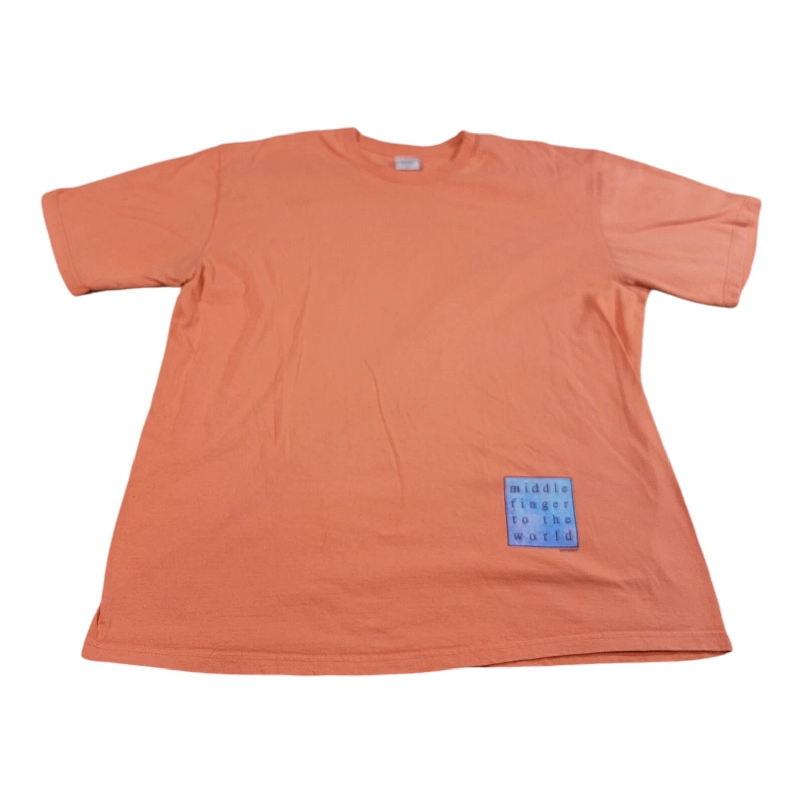 Supreme Middle Finger To The World Tee Orange Adult Size XL Short Sleeve