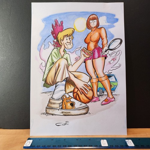 5-02-26 1249 original 8x12 hand drawn 1/1 art cidao sketch of velma scooby-doo