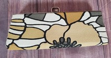 VINTAGE EYEGLASS CASE Tan Patterned CLUTCH 50'S