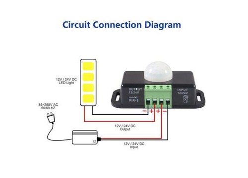 DC12/24V Human Infrared Induction Switch Controller PIR Induction LED Light 6/8A - Picture 8 of 11