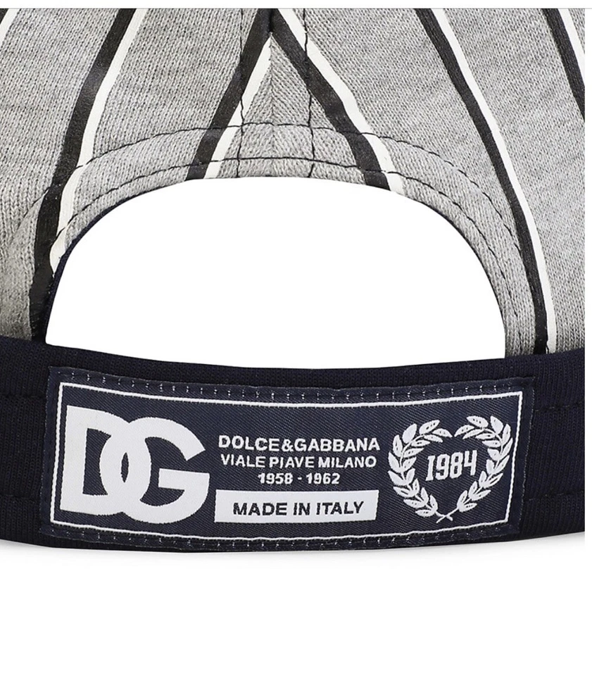 Gorra de béisbol Dolce Gabbana Game Day Dg Logo Rayas 58 mediana elegante bolsa antipolvo Foto 3 de 4