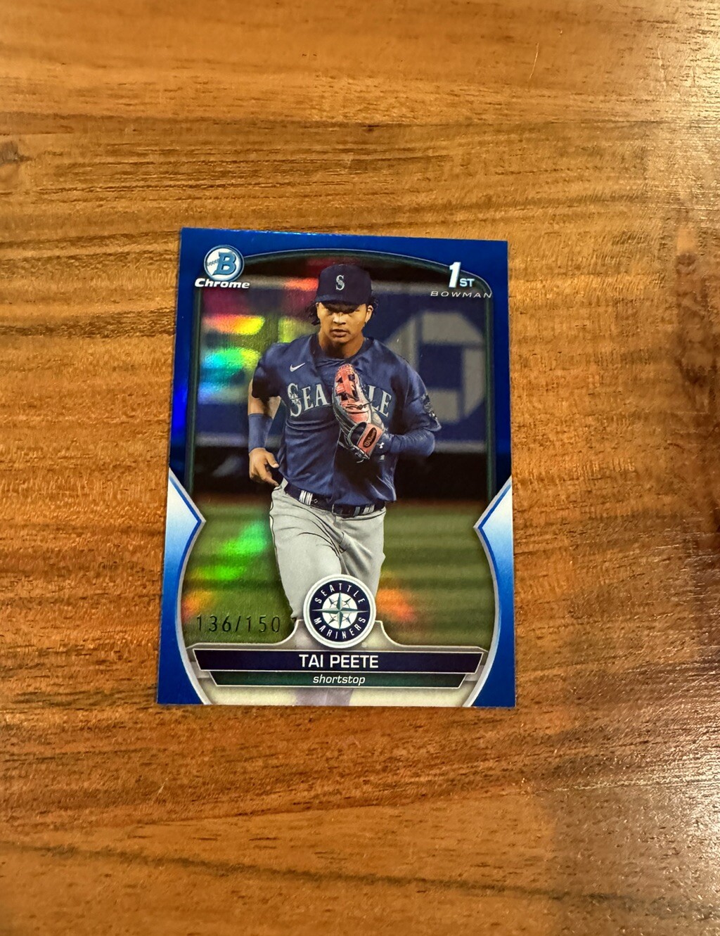 Tai Peete 2023 1st Bowman Draft Chrome Blue Refractor /150 Rookie NRMT+ Mariners