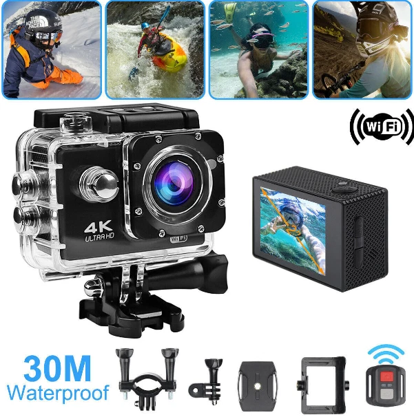 4K HD Waterproof Sport Camera Black 2.0 Inch LCD Screen 4K/2.7K/1080P/720P - Image 2 of 4