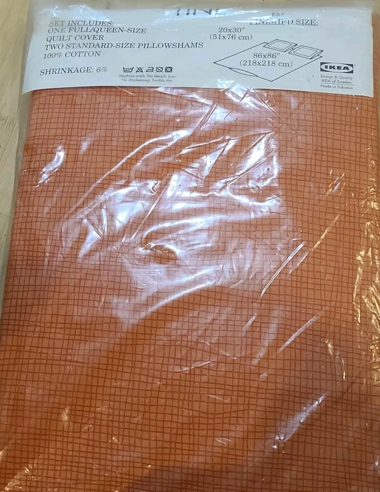 Juego de 3 fundas nórdicas IKEA TINE Full Queen canela naranja fundas de almohada algodón NUEVO Foto 4 de 4