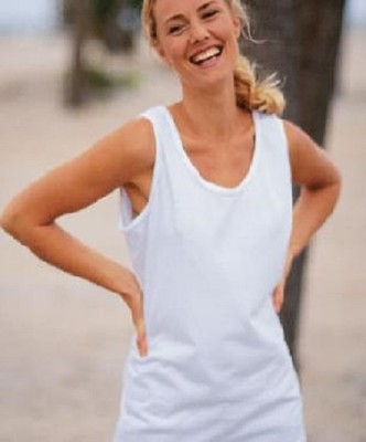 Hanes Damen Frauen Uni WEISS Baumwolle Tank Top Laufweste ärmelloses Tshirt
