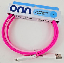 onn. Braided USB-A Charging Cable 6ft Pink fo...