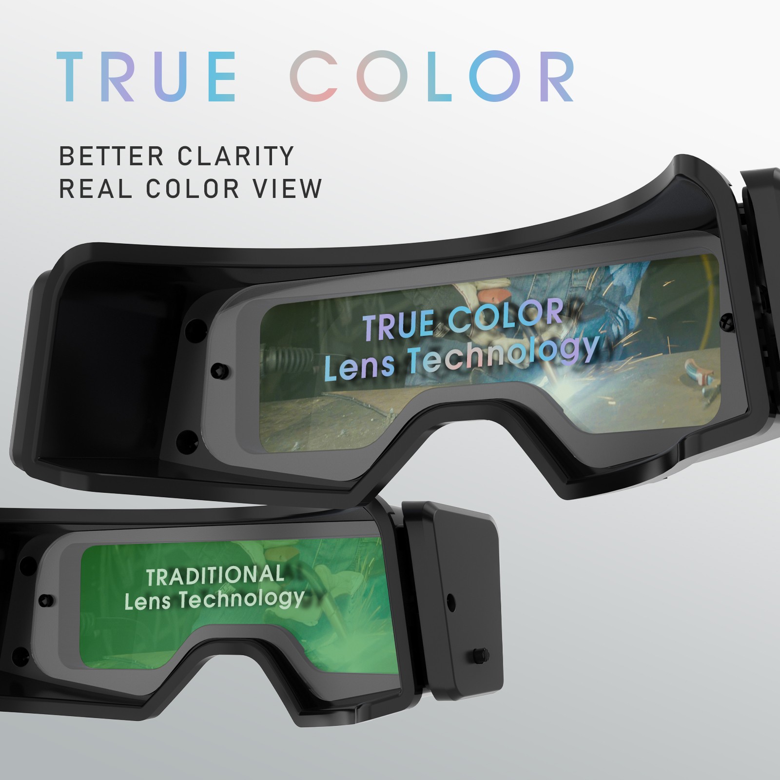 YESWELDER TIG/MIG/ARC/Plasma Auto Darkening Goggles Shade 4-13 Grind True Color