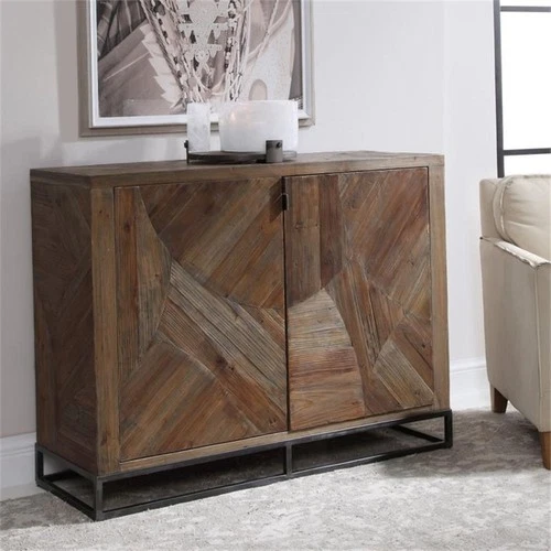 Uttermost Evros 2-Door Reclaimed Wood and Iron Sideboard in Aged Gunmetal Gray - Picture 4 of 7